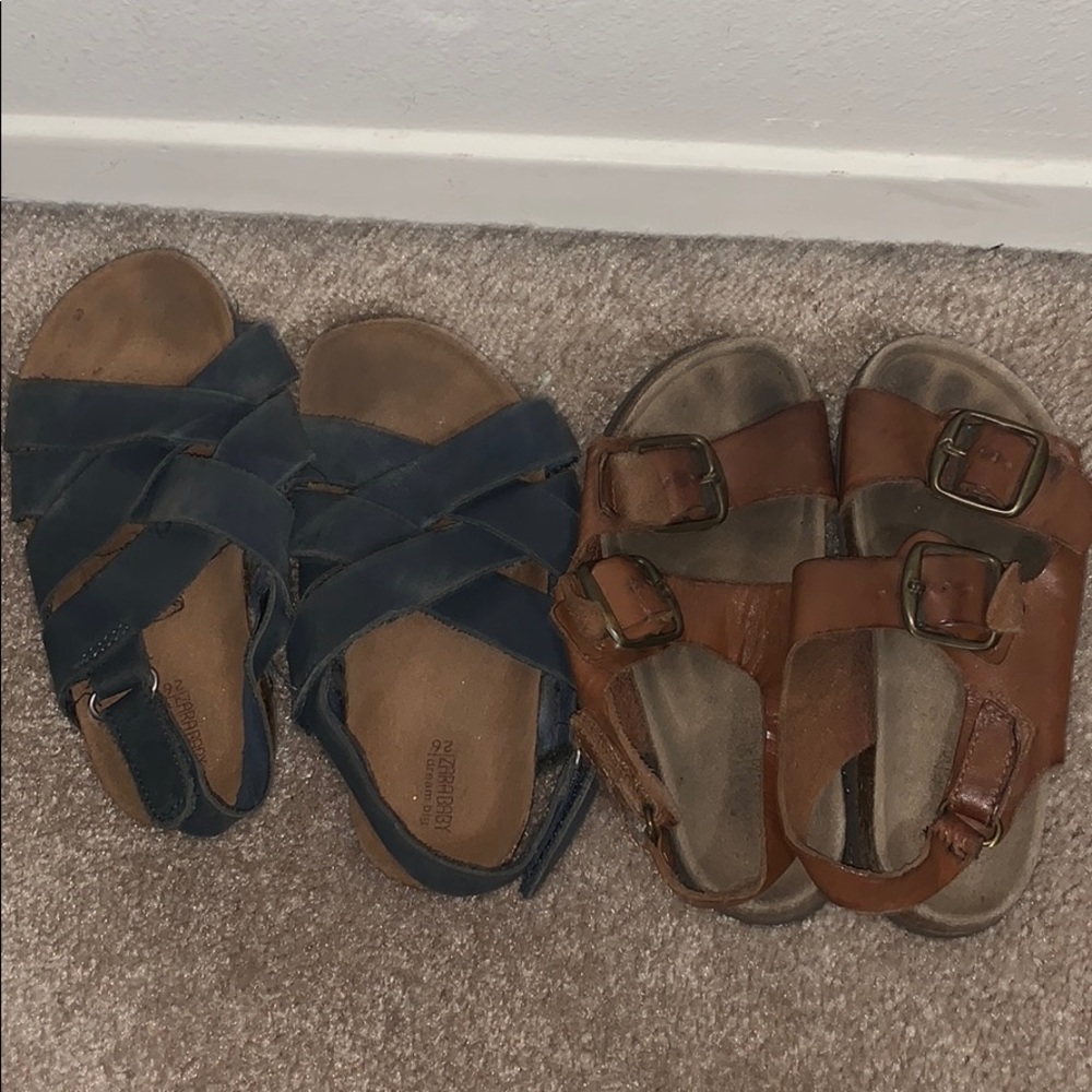 Zara sandals blue size 26 brown size 25